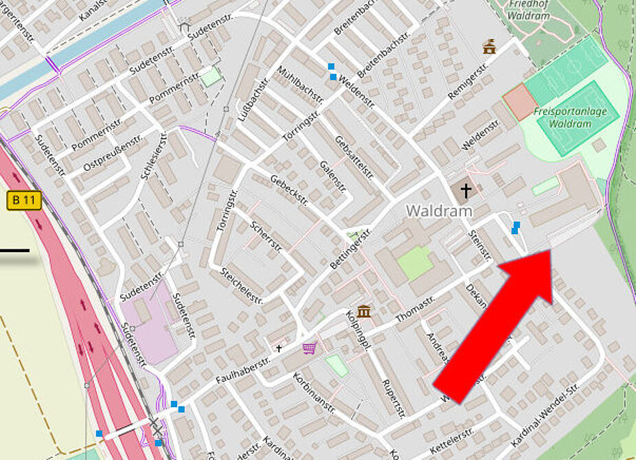 Wolfratshausen Waldram Kardinal-Wendel-Straße Parkplatz Volksschule Waldram Volksschule